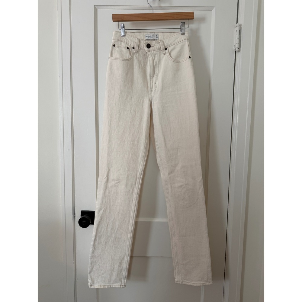 Abercrombie & Fitch The 90s Straight Ultra High Rise Jeans Off White 26 2XL
